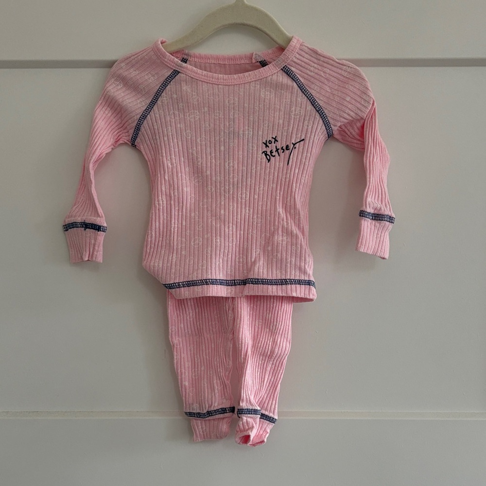 Betsey Johnson Kids Pink Ribbed Pajama Set 12 Month